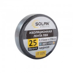 Изолента 19мм х 25м Solar Черный